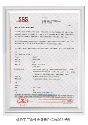 细胞工厂急性全身毒性试验SGS报告